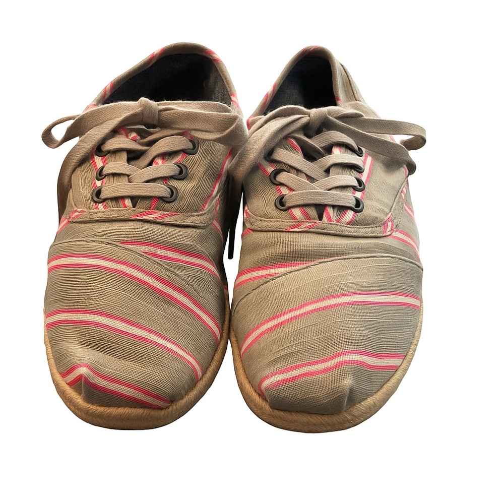 Toms Pink and Tan Striped Canvas Shoes